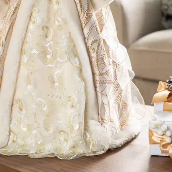 Glitzhome&reg; 24"H Faux Fur & PVC Christmas Elegant African American Angel Tree Topper {6}