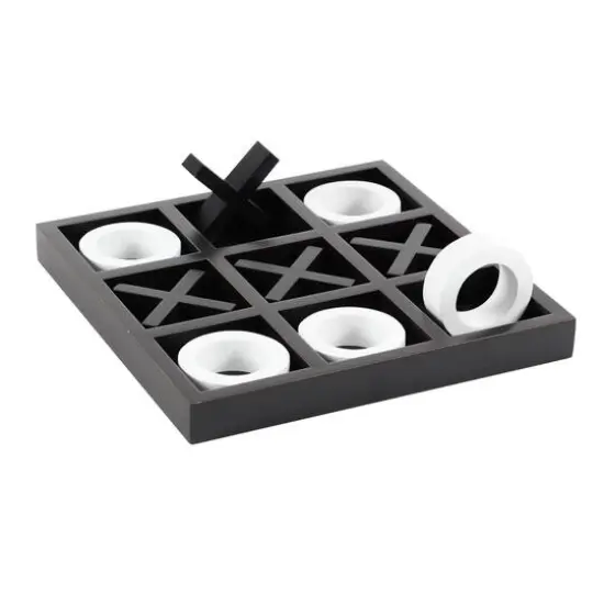 Black & White Wood Tic-Tac-Toe Game Set {3}