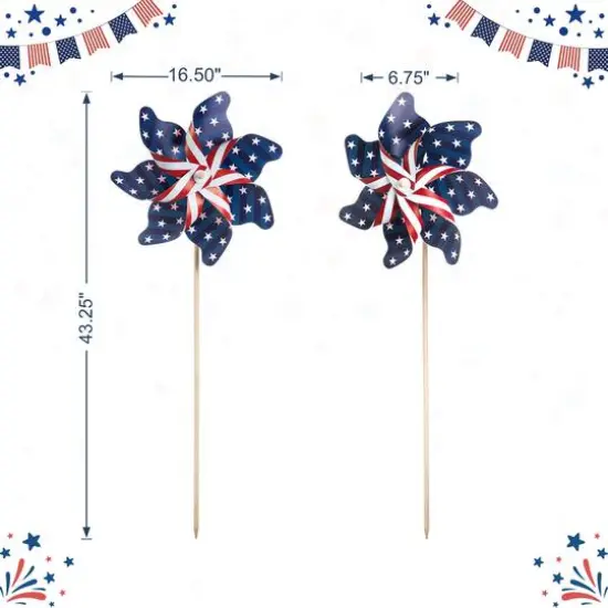Glitzhome® 43.2" Stars & Stripes Patriotic Windmills, 4ct. {9}