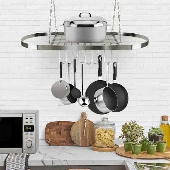 Sorbus Ceiling Mounted Pot & Pan Rack Silver {3}