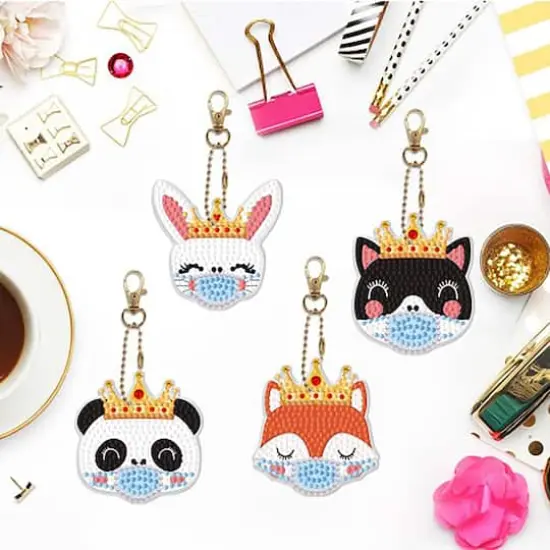Sparkly Selections Animals Wearing Masks Diamond Painting Keychains Kit {3}