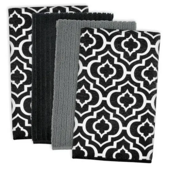 DII&reg; Black Lattice Microfiber Dishtowel Set {1}