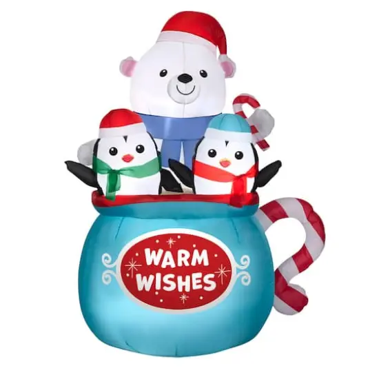 6.5ft. Airblown&reg; Inflatable Christmas Hot Cocoa Mug Scene {1}