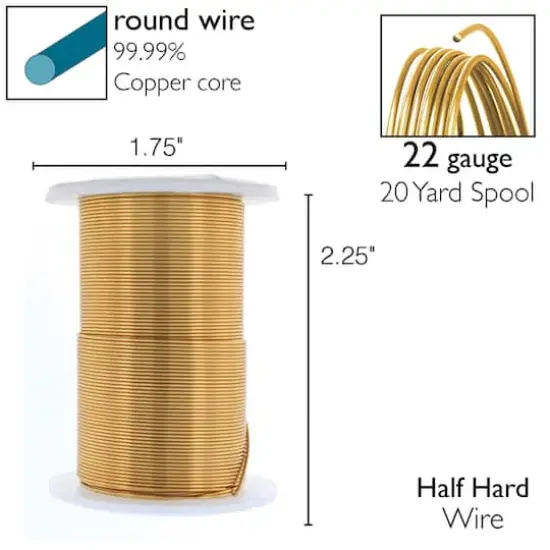 The Beadsmith&reg; Wire&trade; Elements 22 Gauge Tarnish-Resistant Wire Brass {7}