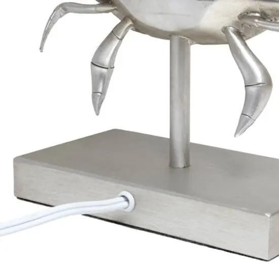 Simple Designs™ 18" Brushed Nickel Pinching Crab Table Lamp with White Shade {9}
