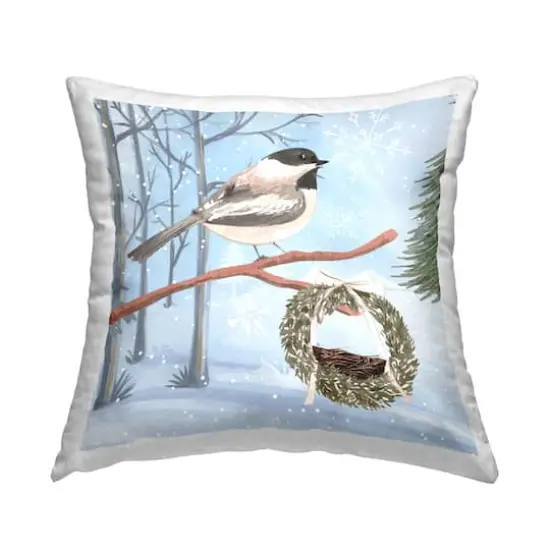 Stupell Industries Niveous Woodland Scene with Bird Throw Pillow {1}
