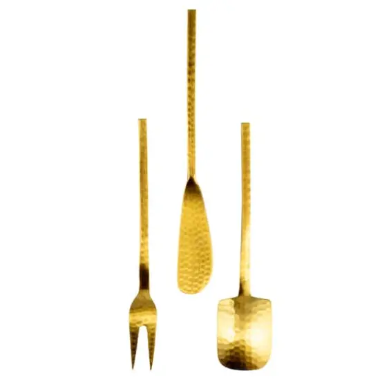 Hello Honey&reg; Gilded Hammered Stainless Steel Appetizer Utensil Set {7}