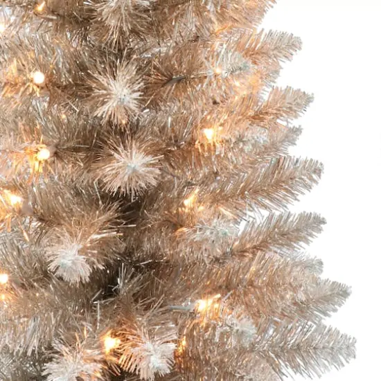 4ft. Pre-Lit Rose Gold Artificial Christmas Tree in Burlap Sac, Clear Lights {5}