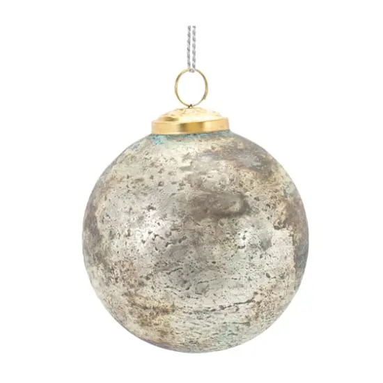 Blue Green Distressed Mercury Glass Ornament Set {6}