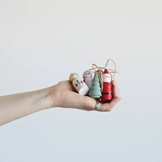 Hello Honey&reg; Hand-Painted Pine Wood Christmas Ornaments Set {3}