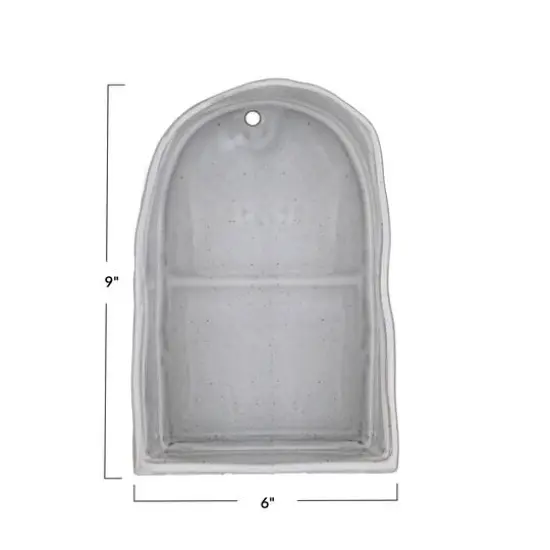 Hello Honey 9" White Reactive Glaze Stoneware Wall Shelf {5}
