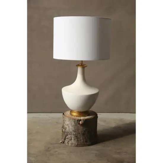 Hello Honey&reg; 27" White & Gold Ceramic Table Lamp {3}