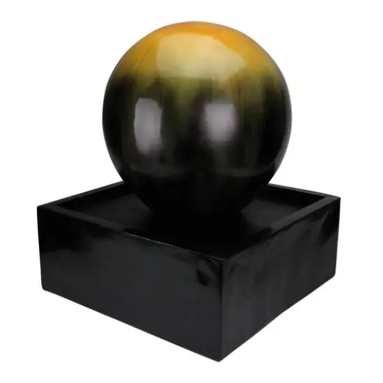 24" Golden Amber Ball Outdoor Garden Water Fountain {3}