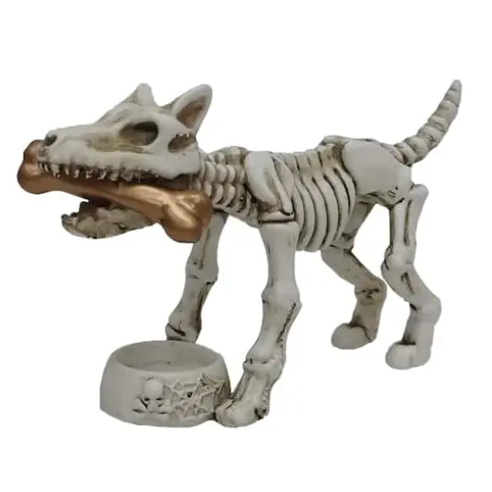 4.5" Skeleton Dog with Bone & Food Bowl Tabletop D&eacute;cor by Ashland&reg; {1}