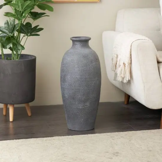 Whitewashed Black Textured Decorative Ceramic Vase {3}