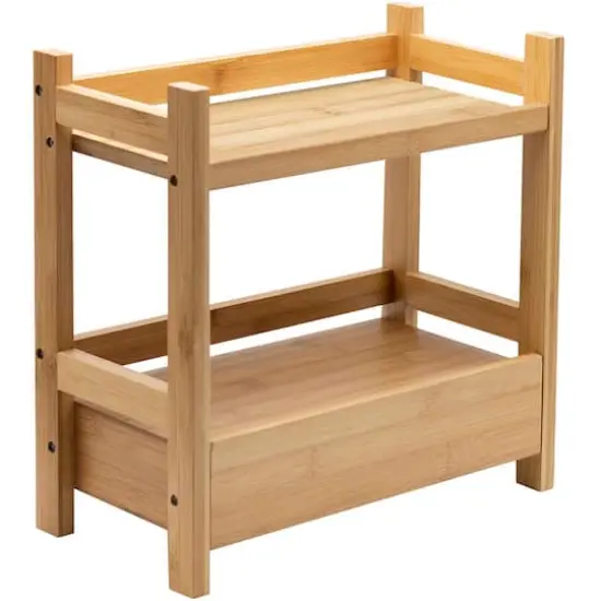 Sorbus 12.5" Bamboo Shelf with Drawer for Multi-Purpose Storage {1}