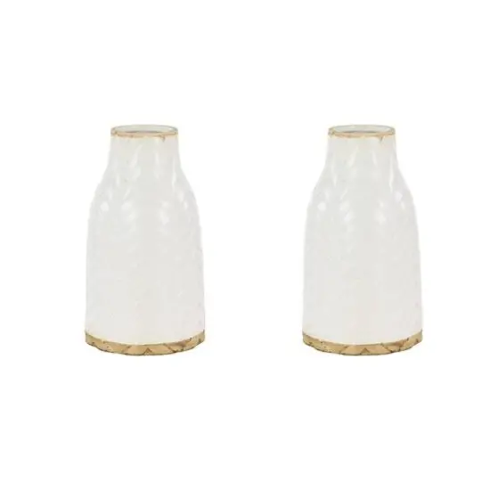 Set of 2 White Porcelain Contemporary Vase, 7" x 12" {6}