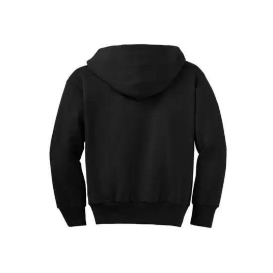 Port & Company&reg; Youth Core Fleece Full-Zip Hooded Sweatshirt Jet Black {5}