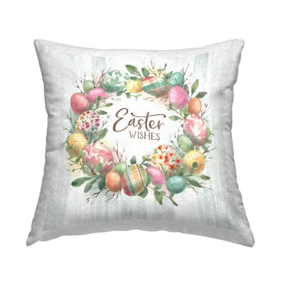 Stupell Industries Easter Wishes Wreath Outdoor Printed Pillow {1}