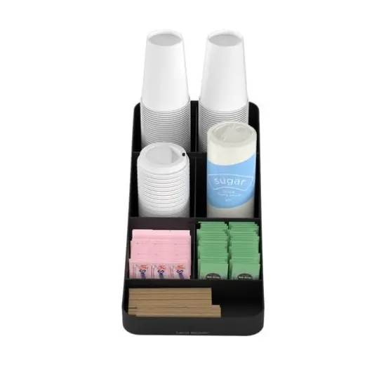 Mind Reader Black 7 Compartment Coffee and Condiment Storage Organizer {7}