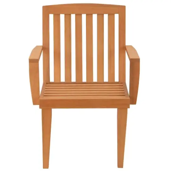 Eucalyptus Grandis Wood Dining Armchair with Beige Cushion {5}