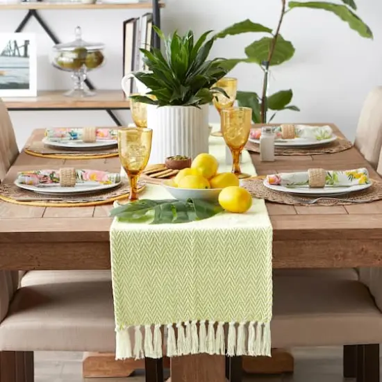 DII&reg; 72" Chevron Handloom Table Runner Avocado {6}