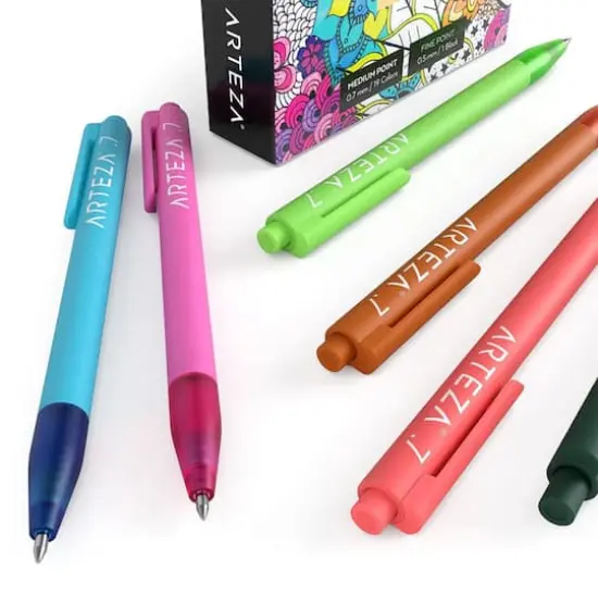 Arteza&reg; Medium & Fine Point Retractable Gel Pen Set {4}
