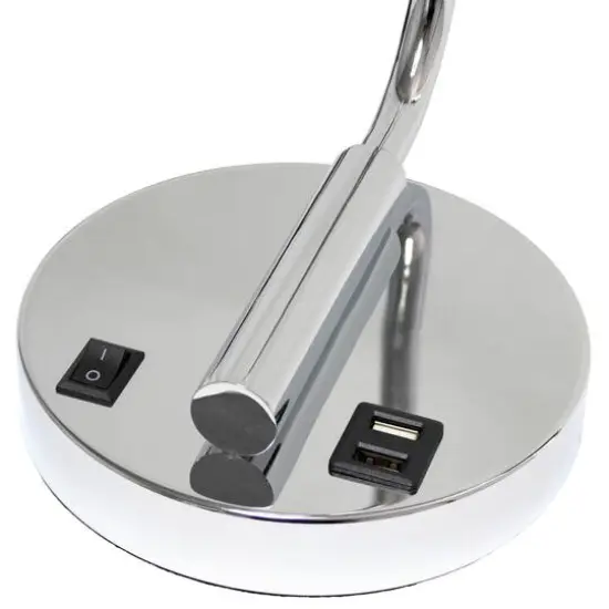 Lalia Home Iron Desk Lamp with USB Port and Glass Shade Chrome {10}