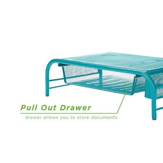 Mind Reader Metal Mesh Monitor Stand & Desk Organizer Turquoise {8}