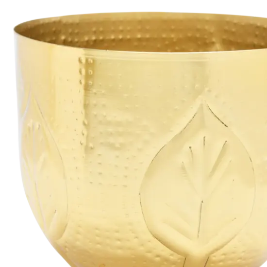 Hello Honey&reg; Antique Gold Debossed Metal Planter Set {4}