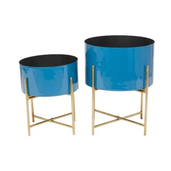 Blue Modern Planter, Set of 2" 15", 12" {4}