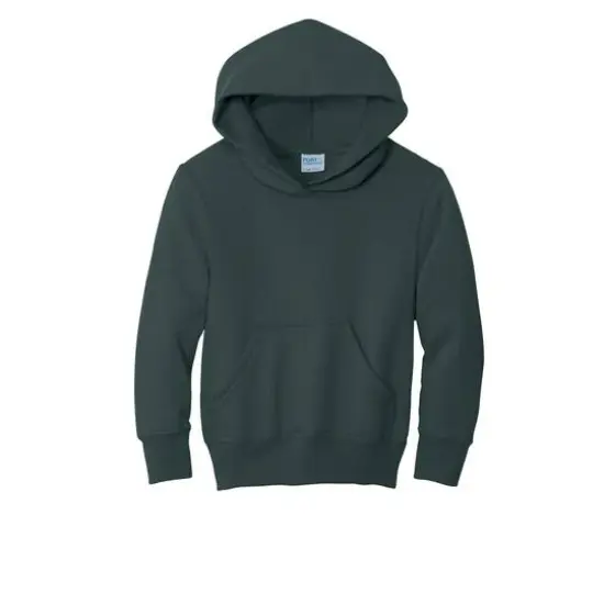 Port & Company&reg; Colors Youth Core Fleece Pullover Hooded Sweatshirt Dark Green {1}