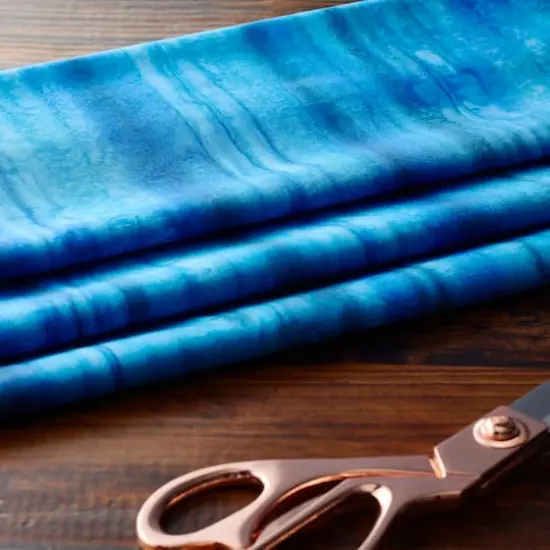 Feldman Batik Turquoise Light Blue Tonal Cotton Fabric {4}