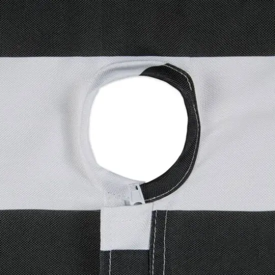 Black Cabana Stripe Print Outdoor Tablecloth with Zipper, 60" Round {4}