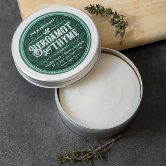European Soaps Bergamot & Thyme Shave Soap in Tin, 150g {5}