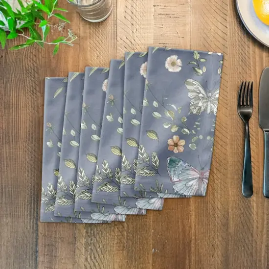Butterfly Cotton Twill Napkin Blue {4}