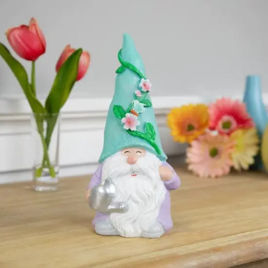 7.75" Happy Gardening Gnome with Watering Can Outdoor Garden Statue {3}