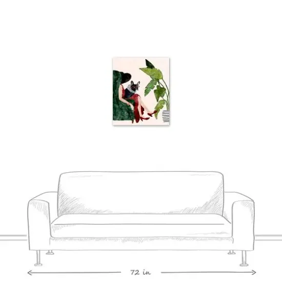Sophisticated Dog & Woman 2 Canvas Wall Art {6}