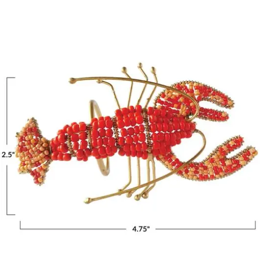 Hello Honey® 5" Red Lobster Metal Napkin Rings with Glass Beads, 4ct. {4}