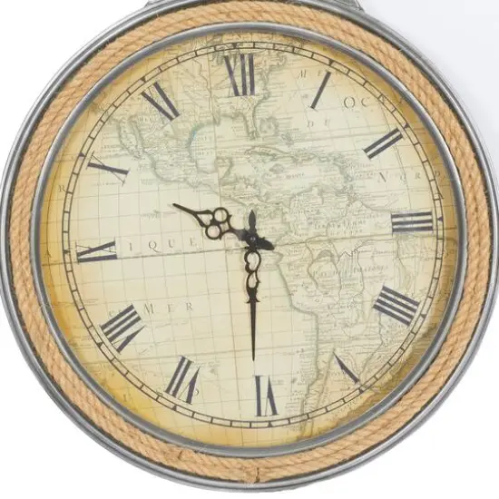 30" Brown Metal Coastal Wall Clock {3}