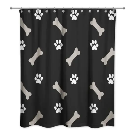 Bones & Paws Shower Curtain Black {3}
