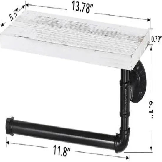 Wall-Mount Whitewashed Wood & Iron Toilet Paper Holder {7}