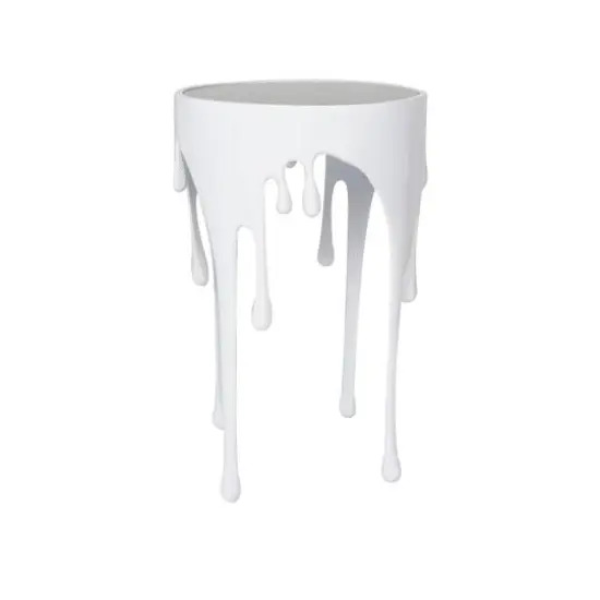 White Aluminum Drip Accent Table with Melting Designed Body {9}