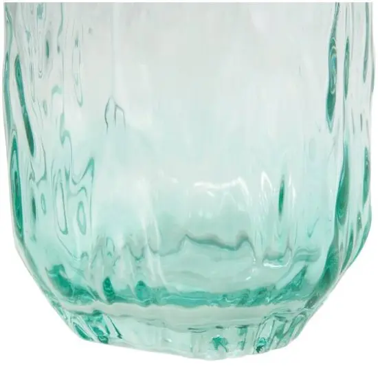 11" Green Ombre Handmade Abstract Textured Rectangular Glass Vase {8}