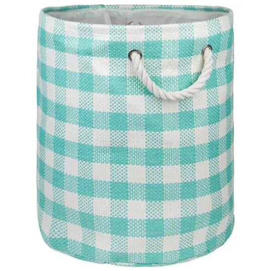 DII&reg; Medium Round Checkers Paper Bin Aqua {1}