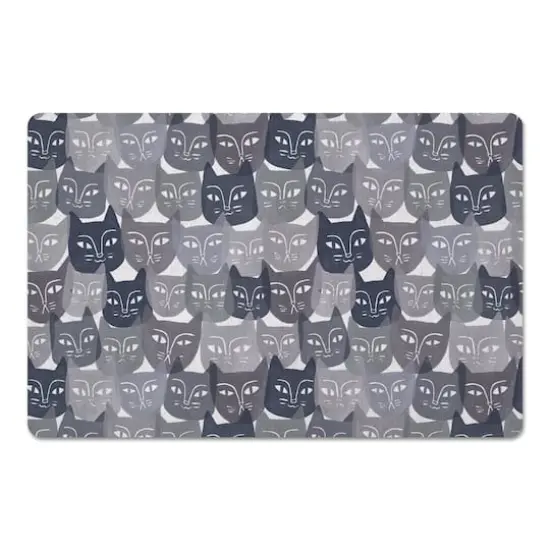 Gray Cat Face Pattern 27" x 18" Floor Mat {1}