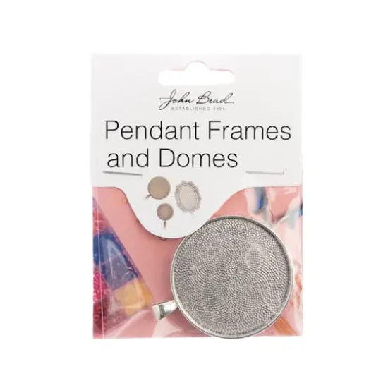 John Bead 40mm Antique Silver Round Pendant Frame {3}
