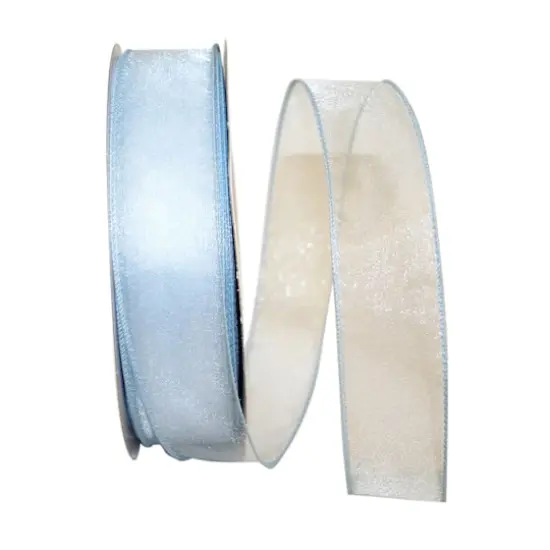 JAM Paper 1.5" x 50yd. Sheer Wired Ribbon Light Blue {1}