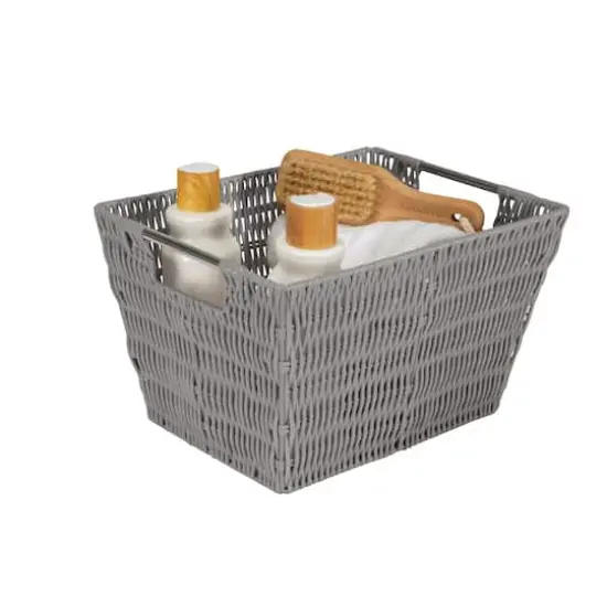 Simplify Medium Gray Rattan Storage Basket {3}