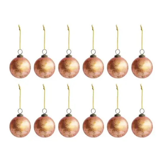 Hello Honey&reg; 12 Pack 3" Distressed Pink Glass Ball Ornaments {1}